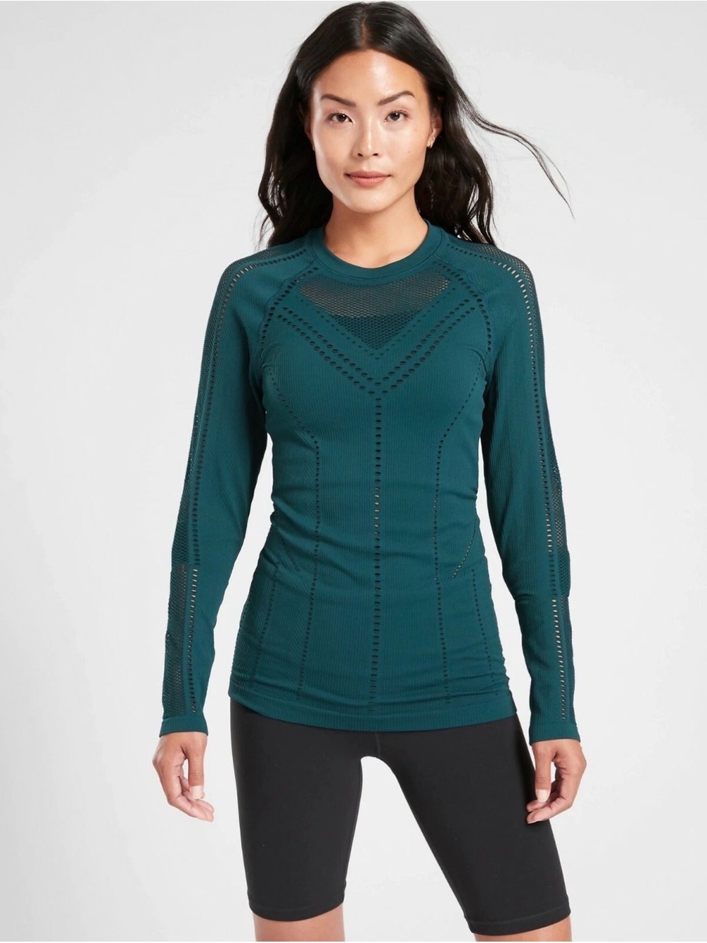Athleta Oxygen Long Sleeve Athletic Top Nordic Teal #529445 T0621 Small
